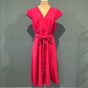 Black Halo Hot Pink Pandora Faux Wrap Midi Dress size 12 Spring Shower Party